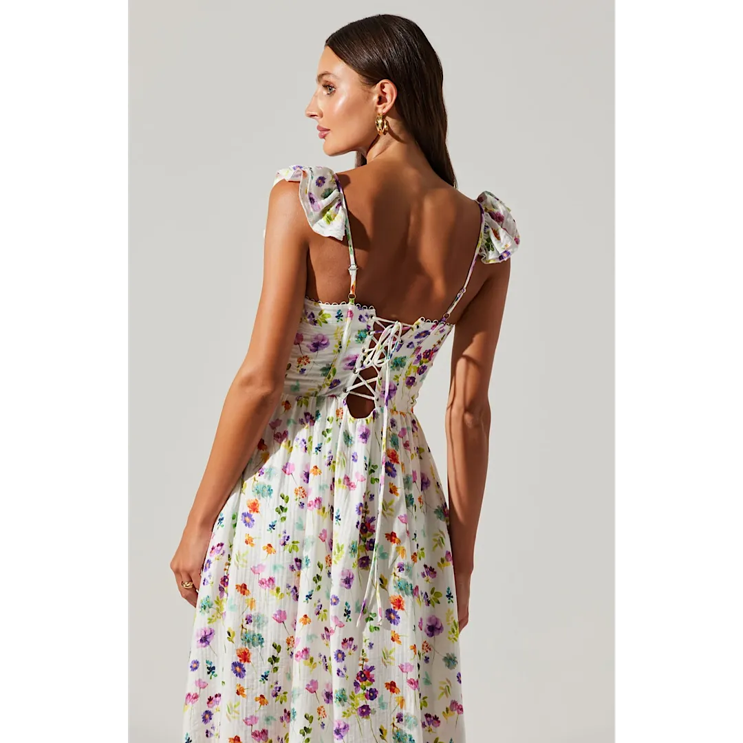 ASTR THE LABEL WEDELIA FLORAL BUSTIER MIDI DRESS
