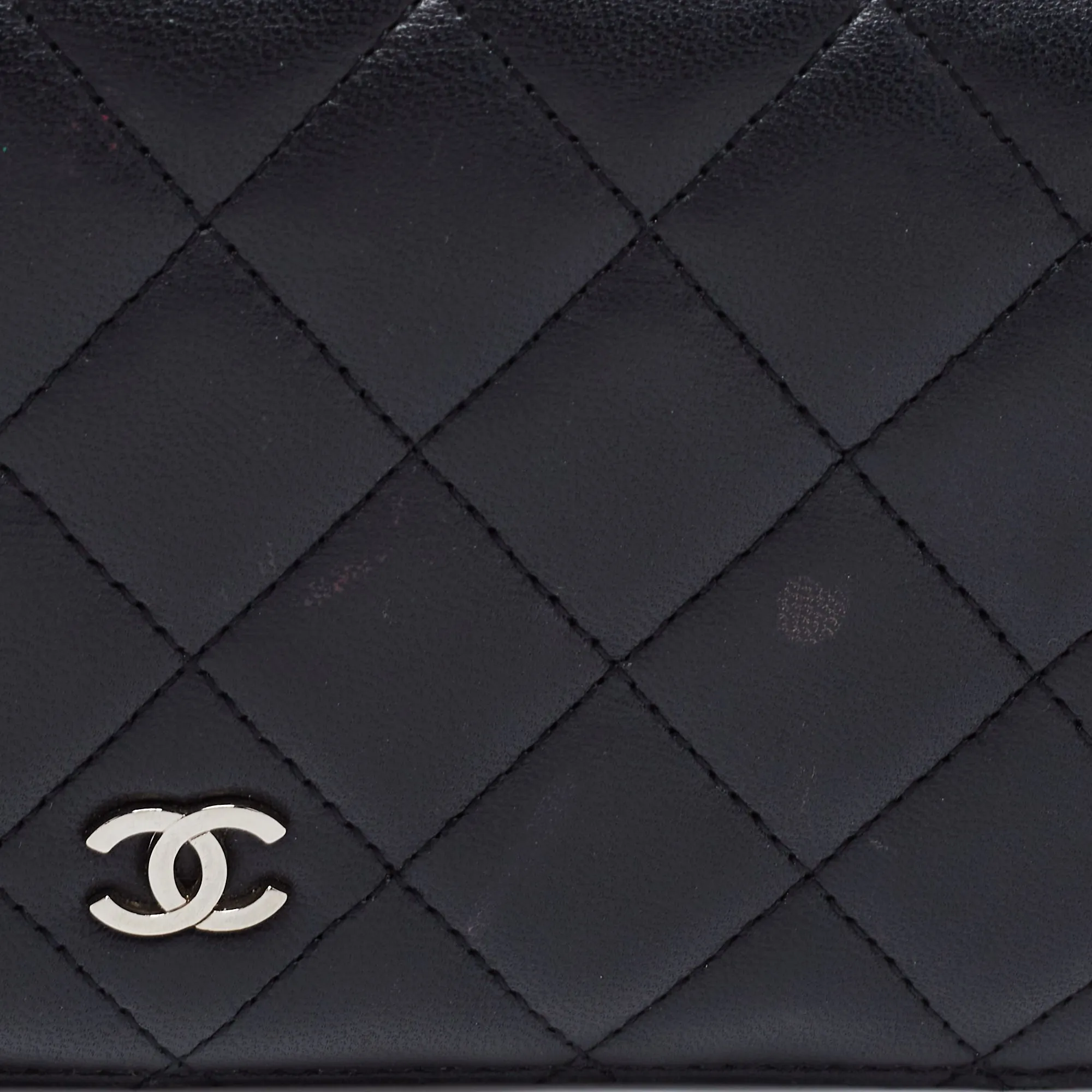 Chanel Black Quilted Leather CC L Yen Wallet