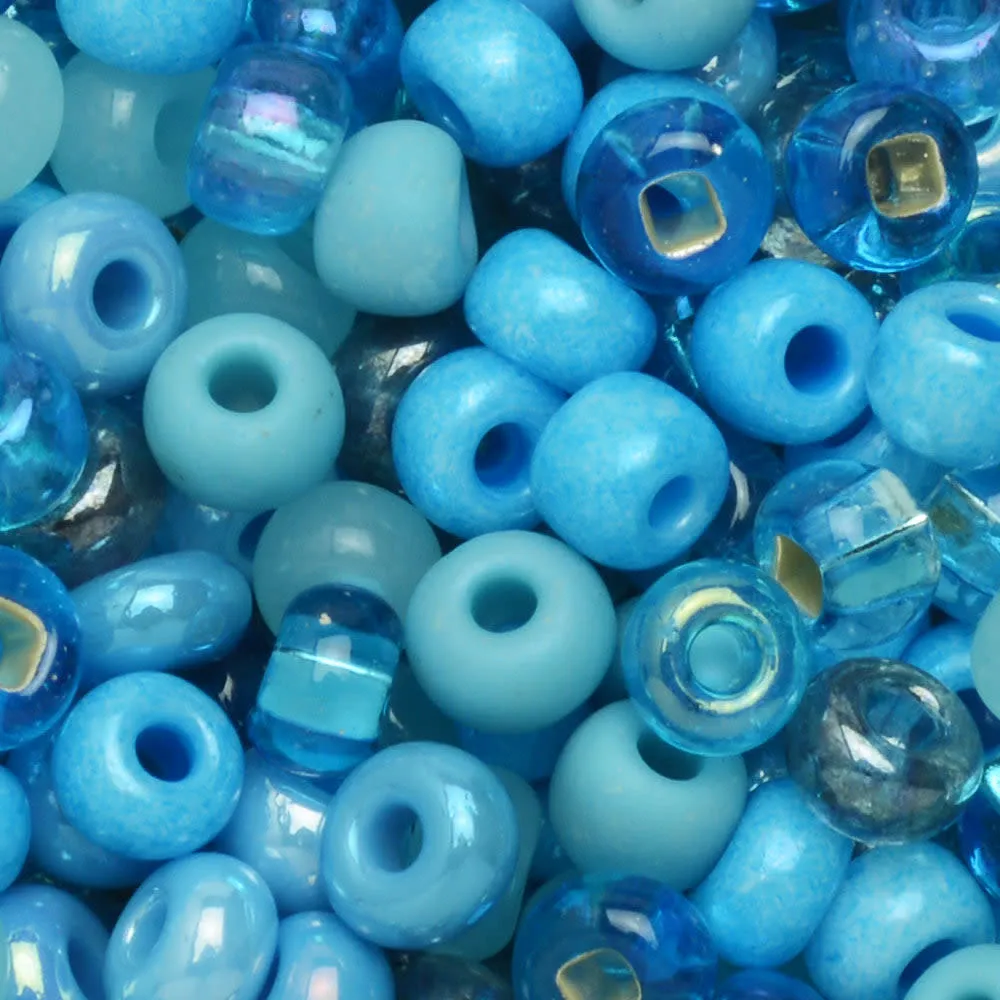 Czech Glass Seed Beads, 6/0 Round, Aquamarina Mix (1 Ounce)