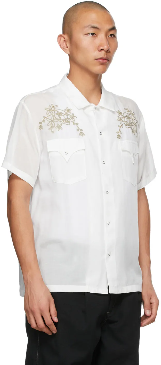 Double Rainbouu White Loop Skull West Coast Short Sleeve Shirt