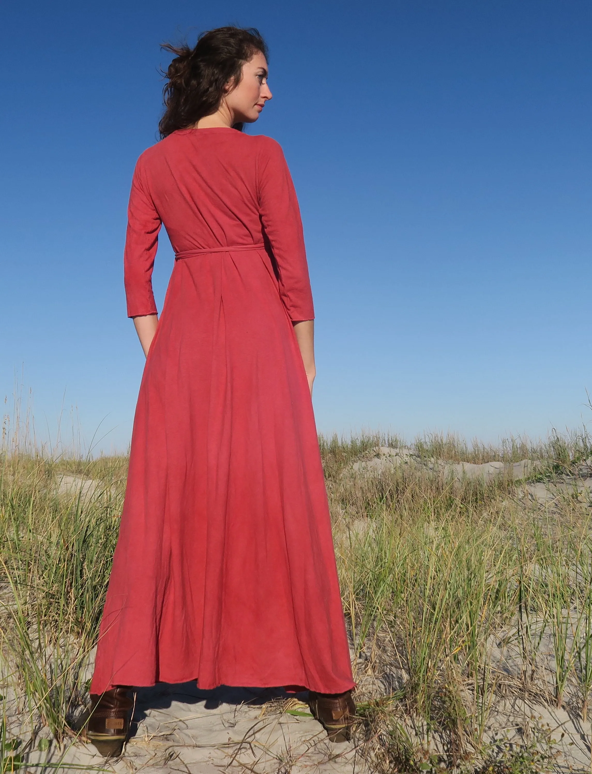 Drawstring Wrap Babydoll Long Dress