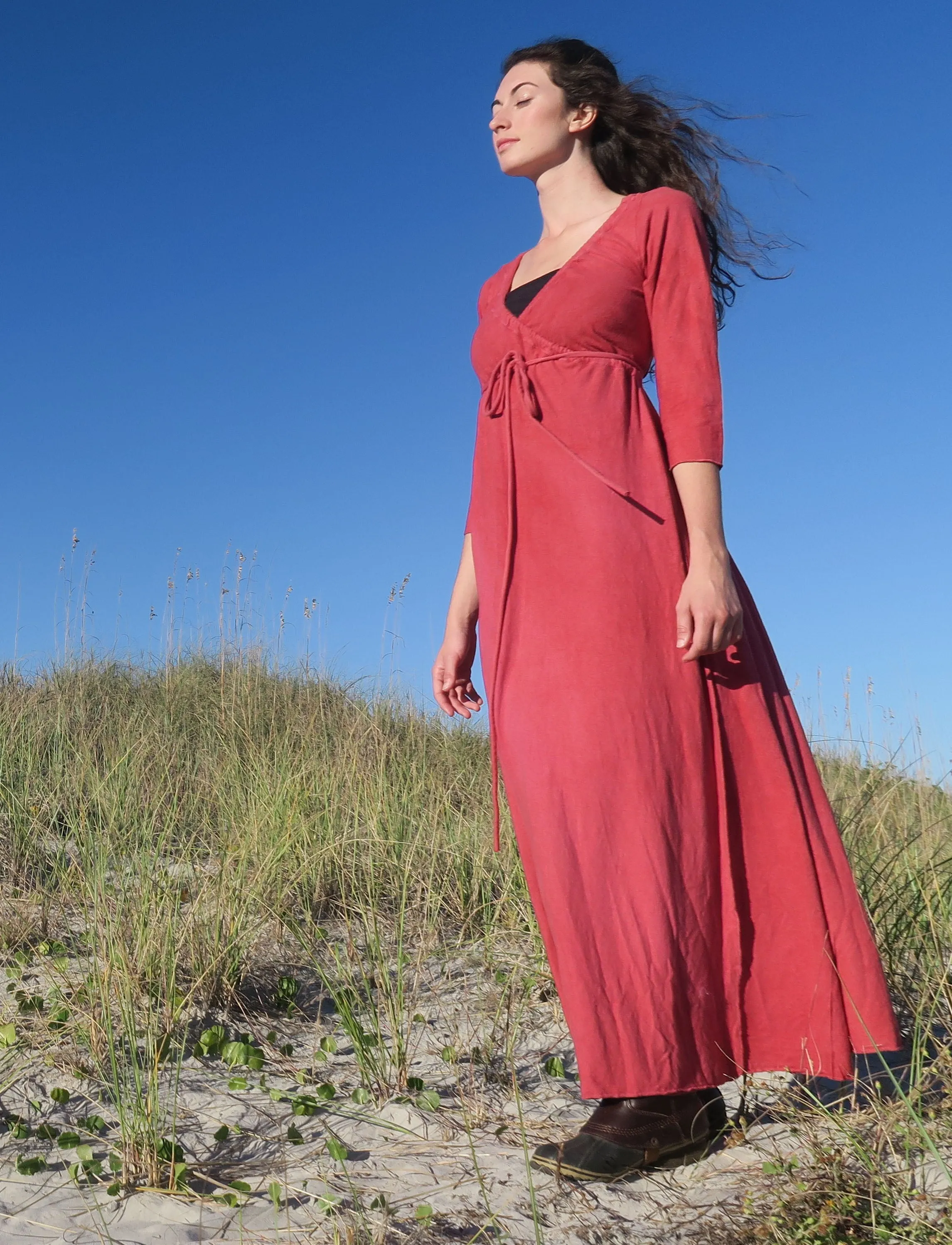 Drawstring Wrap Babydoll Long Dress