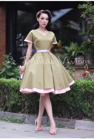Le palais vintage retro classic 1950 full skirt ball gown color block dress