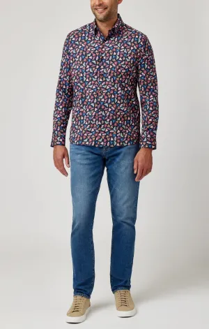 Navy Fancy Moth Print Shirt