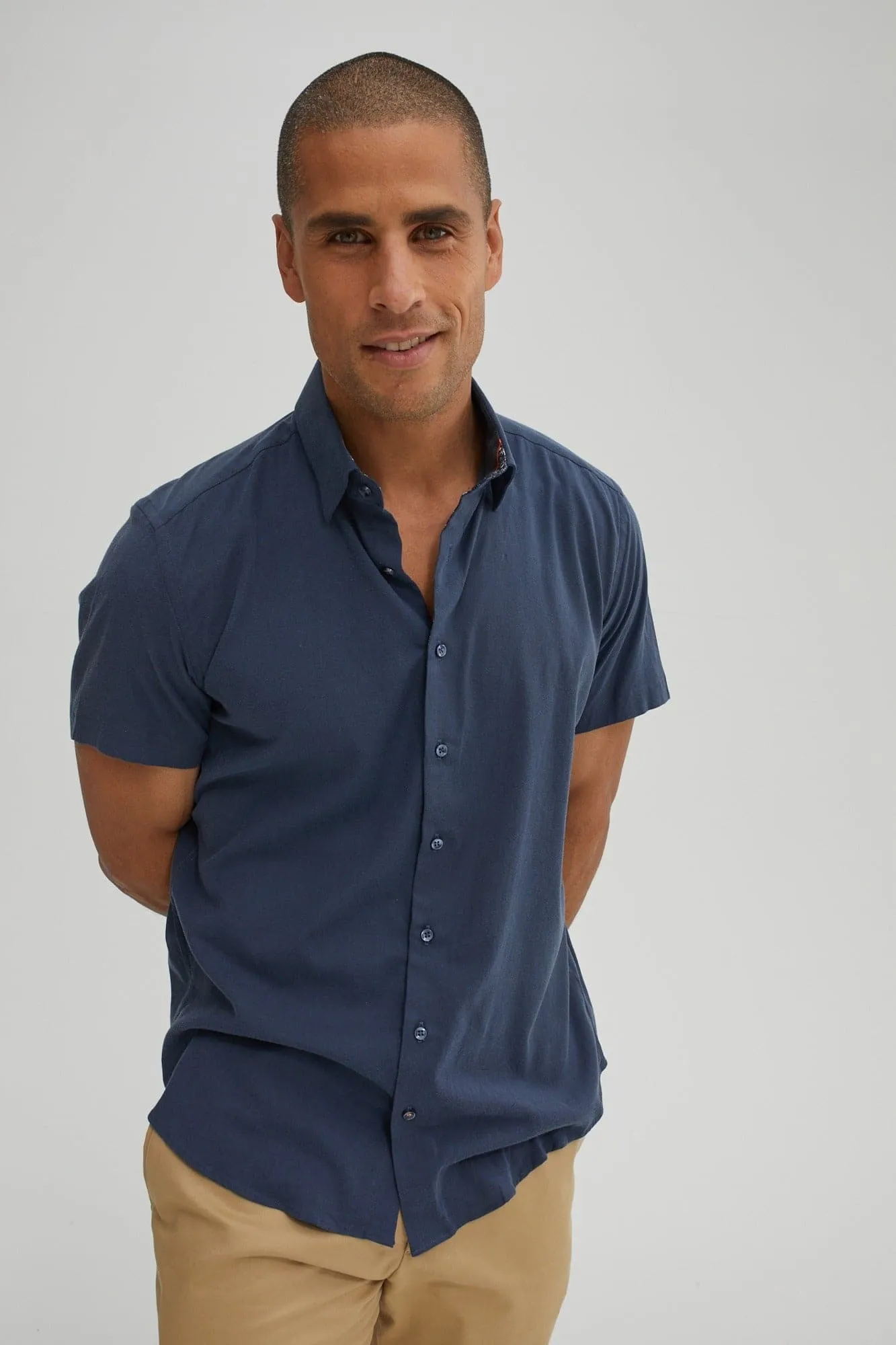 Navy Tencel Woven Shirt