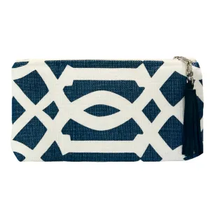Navy Trellis Clutch