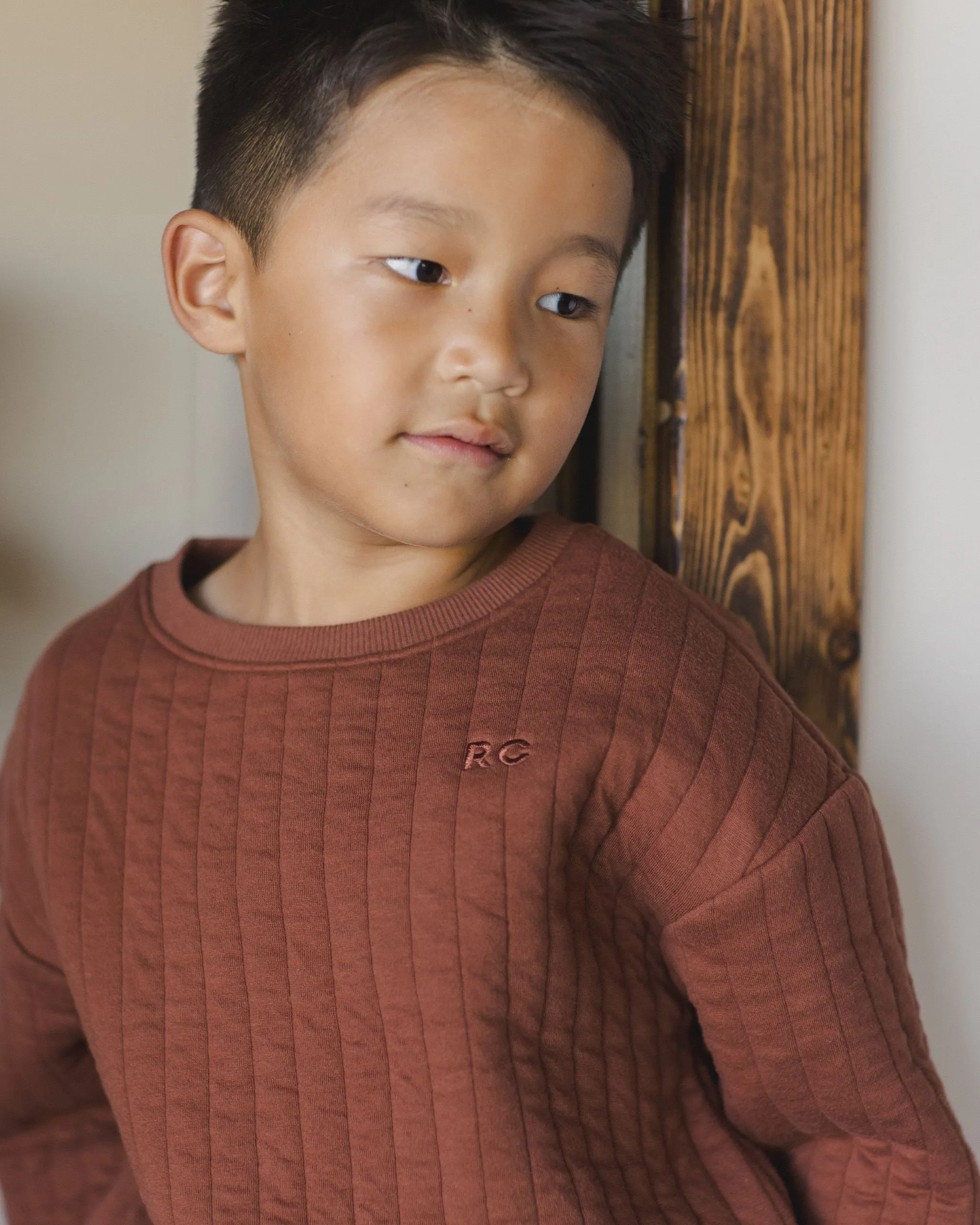 Quilted Sweatshirt - Brick, Boys