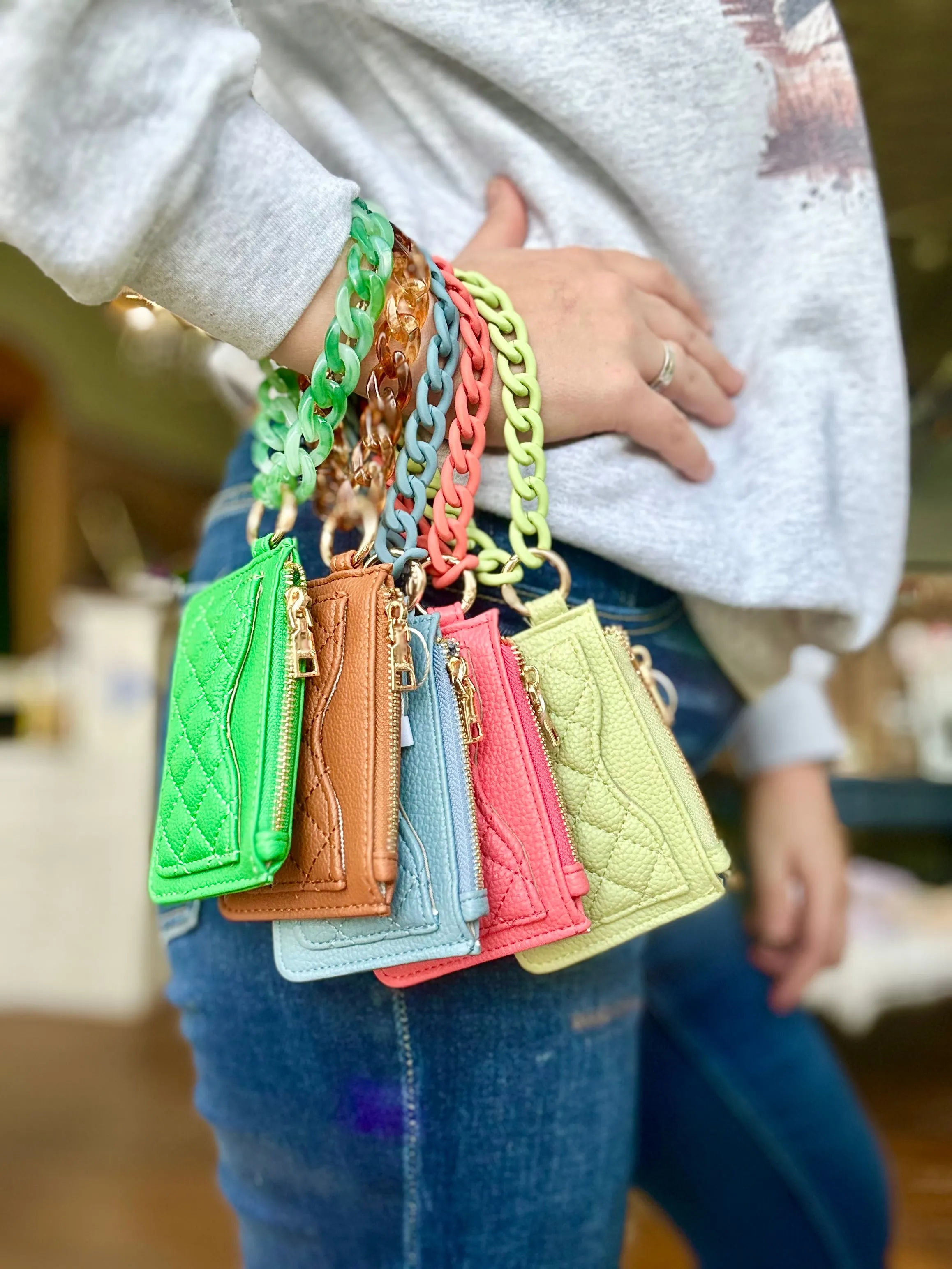 Rhodes Quilted Wallet w/ Chain Bangle