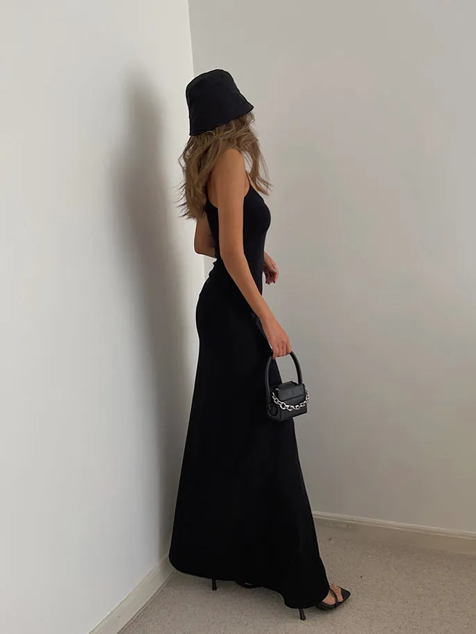 Solid Spaghetti Strap Maxi Dress